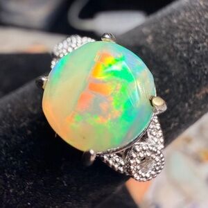 2.3 carat Ethiopian opal adjustable ring